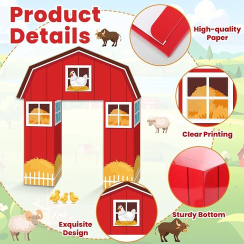 10Pcs Farm Animals Party Decorations Barn Door Cardboard Castle Playhouse with Arch Large Farmhouse Castle Boxes Party Decor for Farm Animal Birthday Holiday Parties Decors in Saudi Arabia