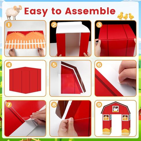 10Pcs Farm Animals Party Decorations Barn Door Cardboard Castle Playhouse with Arch Large Farmhouse Castle Boxes Party Decor for Farm Animal Birthday Holiday Parties Decors in Saudi Arabia