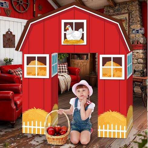 10Pcs Farm Animals Party Decorations Barn Door Cardboard Castle Playhouse with Arch Large Farmhouse Castle Boxes Party Decor for Farm Animal Birthday Holiday Parties Decors in Saudi Arabia