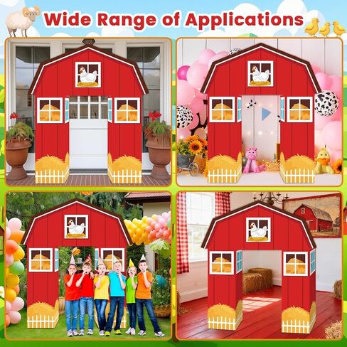 10Pcs Farm Animals Party Decorations Barn Door Cardboard Castle Playhouse with Arch Large Farmhouse Castle Boxes Party Decor for Farm Animal Birthday Holiday Parties Decors in Saudi Arabia