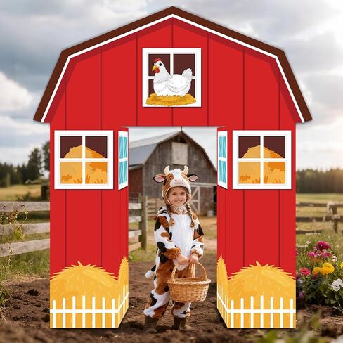10Pcs Farm Animals Party Decorations Barn Door Cardboard Castle Playhouse with Arch Large Farmhouse Castle Boxes Party Decor for Farm Animal Birthday Holiday Parties Decors in Saudi Arabia