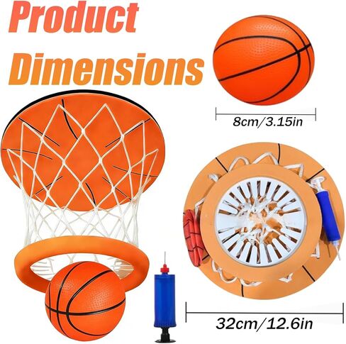 Mini Basketball Hoop, Indoo Ceiling Basketball Hoop, Funny Wall Mount Basketball Game with Ball and Pump for Kids and Adults, Great for Home, Dorms, Offices, and Gifts, No Assembling in Kuwait