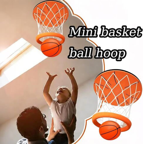 Mini Basketball Hoop, Indoo Ceiling Basketball Hoop, Funny Wall Mount Basketball Game with Ball and Pump for Kids and Adults, Great for Home, Dorms, Offices, and Gifts, No Assembling in Kuwait