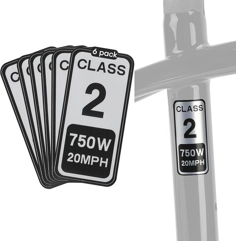 6PCS Ebike Stickers for Electric Bike – Class 2 Labels for E-Bike Identification, Waterproof Decals for Frame or Battery, Identify Your Electric Bicycle in Kuwait