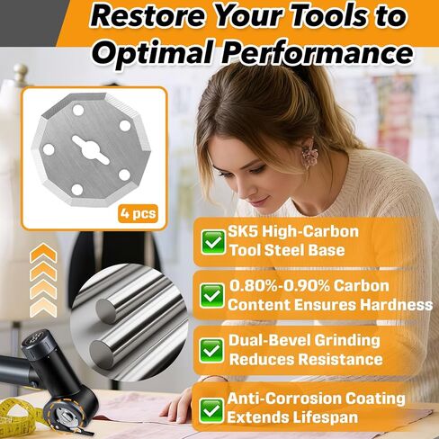 4 قطع شفرات قطع دوارة شفرات بديلة لمقص كهربائي نانو Fanttik C8، شفرات دوارة طويلة الأمد لقص الصناديق والنسيج والجلود والكرتون والمواد الحرفية in Kuwait