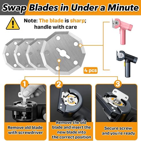 4 قطع شفرات قطع دوارة شفرات بديلة لمقص كهربائي نانو Fanttik C8، شفرات دوارة طويلة الأمد لقص الصناديق والنسيج والجلود والكرتون والمواد الحرفية in Kuwait