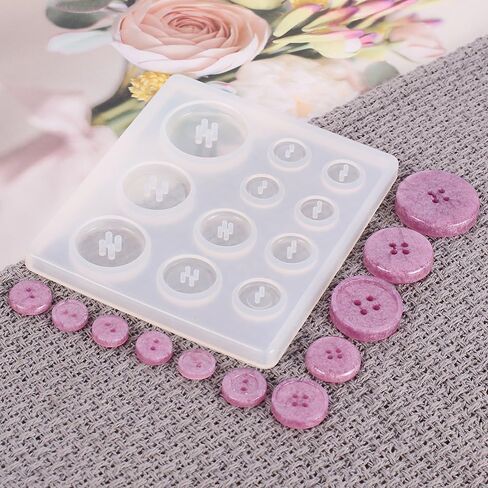 1 pc Silicone Button Molds 2-Hole 4-Hole Flat Round Button Resin Casting Molds for UV Resin Polymer Clay Art Craft Jewelry Making Supplies Clothes Coat Jacket Decoration in Saudi Arabia