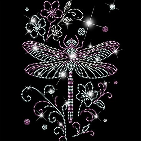 SUPERDANT Dragonfly Iron on Rhinestones for Clothes Flowers Crystal Heat Transfer Stickers Iron on Decals Rhinestone Patches for Woman T-Shirt Clothing Hoodie Jackets DIY Art Craft Gifts in Saudi Arabia