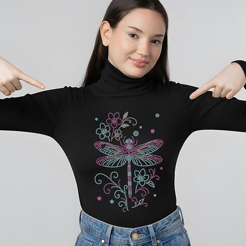 SUPERDANT Dragonfly Iron on Rhinestones for Clothes Flowers Crystal Heat Transfer Stickers Iron on Decals Rhinestone Patches for Woman T-Shirt Clothing Hoodie Jackets DIY Art Craft Gifts in Saudi Arabia