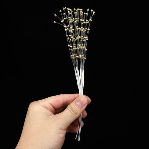DIY Pearl Sticks, 100 Pieces Beading on Wire Stems ABS Material for Wedding Bouquets, Floral Decorations, Craft Accessories (Gold) in Saudi Arabia