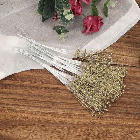 DIY Pearl Sticks, 100 Pieces Beading on Wire Stems ABS Material for Wedding Bouquets, Floral Decorations, Craft Accessories (Gold) in Saudi Arabia