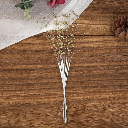 DIY Pearl Sticks, 100 Pieces Beading on Wire Stems ABS Material for Wedding Bouquets, Floral Decorations, Craft Accessories (Gold) in Saudi Arabia