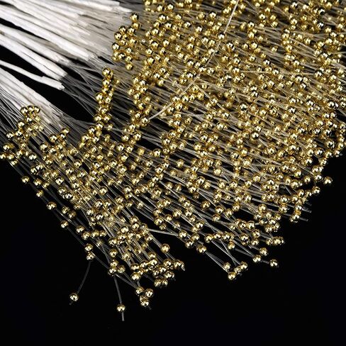 DIY Pearl Sticks, 100 Pieces Beading on Wire Stems ABS Material for Wedding Bouquets, Floral Decorations, Craft Accessories (Gold) in Saudi Arabia