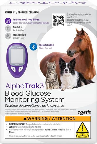 ألفا تراك 3؛ طقم مراقبة نسبة الجلوكوز في الدم للحيوانات الأليفة مكون من 8 قطع للقطط والكلاب المصابة بداء السكري؛ حل الكل في واحد داخل العيادة أو في المنزل؛ مع النتائج الرقمية in Kuwait