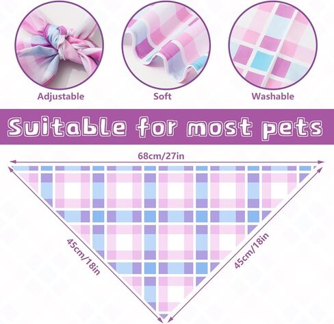 JarThenaAMCS 60 قطعة عيد الفصح الربيع الكلب باندانا الباستيل منقوشة مثلث الحيوانات الأليفة وشاح قابل للتعديل جرو منديل ملون الكلب مريلة للصيف متوسط ​​كبير القط زي الملحقات in Kuwait
