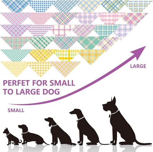 JarThenaAMCS 60 قطعة عيد الفصح الربيع الكلب باندانا الباستيل منقوشة مثلث الحيوانات الأليفة وشاح قابل للتعديل جرو منديل ملون الكلب مريلة للصيف متوسط ​​كبير القط زي الملحقات in Kuwait