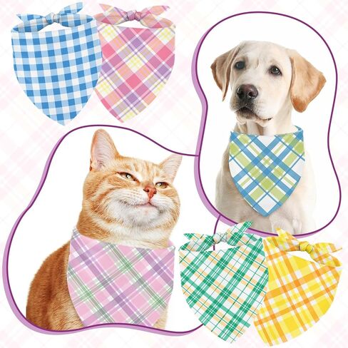 JarThenaAMCS 60 قطعة عيد الفصح الربيع الكلب باندانا الباستيل منقوشة مثلث الحيوانات الأليفة وشاح قابل للتعديل جرو منديل ملون الكلب مريلة للصيف متوسط ​​كبير القط زي الملحقات in Kuwait