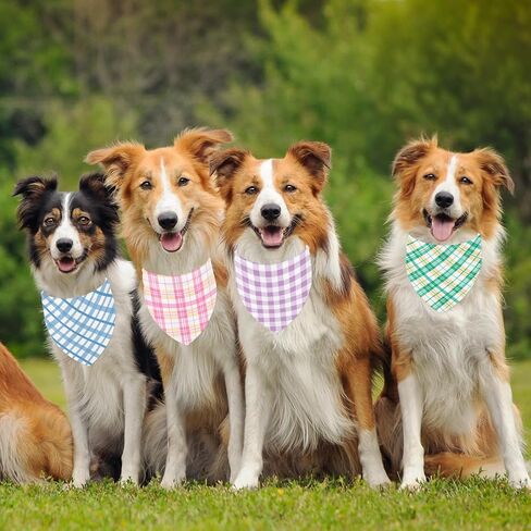 JarThenaAMCS 60 قطعة عيد الفصح الربيع الكلب باندانا الباستيل منقوشة مثلث الحيوانات الأليفة وشاح قابل للتعديل جرو منديل ملون الكلب مريلة للصيف متوسط ​​كبير القط زي الملحقات in Kuwait