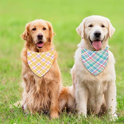 JarThenaAMCS 60 قطعة عيد الفصح الربيع الكلب باندانا الباستيل منقوشة مثلث الحيوانات الأليفة وشاح قابل للتعديل جرو منديل ملون الكلب مريلة للصيف متوسط ​​كبير القط زي الملحقات in Kuwait