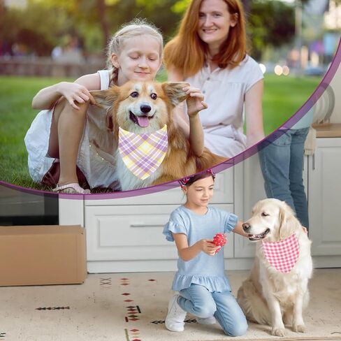 JarThenaAMCS 60 قطعة عيد الفصح الربيع الكلب باندانا الباستيل منقوشة مثلث الحيوانات الأليفة وشاح قابل للتعديل جرو منديل ملون الكلب مريلة للصيف متوسط ​​كبير القط زي الملحقات in Kuwait