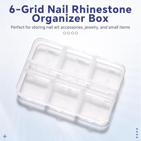 6Pcs Nail Beads Jewelry Storage Box Nail Tool Small Craft Container, 6 Compartment Plastic Rhinestone DIY Beads Storage Box, Display Container, Transparent in Saudi Arabia