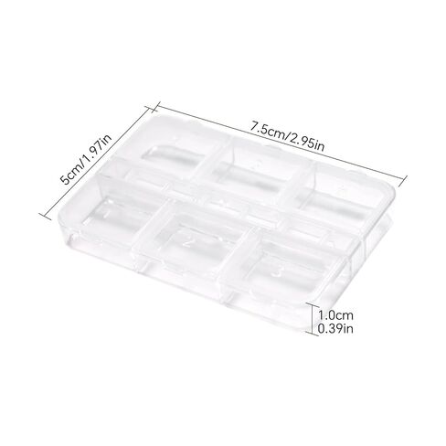 6Pcs Nail Beads Jewelry Storage Box Nail Tool Small Craft Container, 6 Compartment Plastic Rhinestone DIY Beads Storage Box, Display Container, Transparent in Saudi Arabia