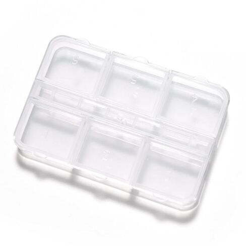 6Pcs Nail Beads Jewelry Storage Box Nail Tool Small Craft Container, 6 Compartment Plastic Rhinestone DIY Beads Storage Box, Display Container, Transparent in Saudi Arabia