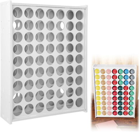 White Paint Organizer, 63 Holes PVC Craft Storage, Vertical Wall Mounted Rack for 2oz Craft Paints in Saudi Arabia