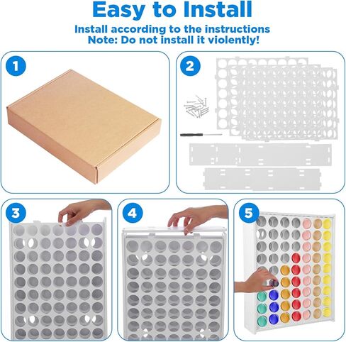 White Paint Organizer, 63 Holes PVC Craft Storage, Vertical Wall Mounted Rack for 2oz Craft Paints in Saudi Arabia