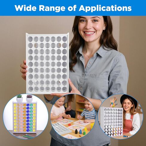 White Paint Organizer, 63 Holes PVC Craft Storage, Vertical Wall Mounted Rack for 2oz Craft Paints in Saudi Arabia