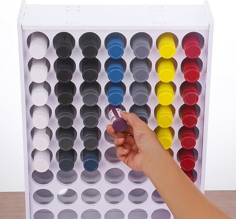 White Paint Organizer, 63 Holes PVC Craft Storage, Vertical Wall Mounted Rack for 2oz Craft Paints in Saudi Arabia
