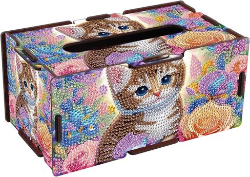 DIY Hummingbird Diamond Painting Tissue Box, Colorful Floral Rhinestone Diamond Art Wooden Napkin Holder, Decorative Diamond Painting Box for Home Organizer, 22.5x12.7x10.5cm in Saudi Arabia