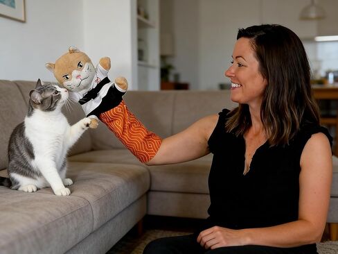 Cat Karate Kitty Puppet Cat Wrestling Puppet with Protective Forearm Sleeve, Cat Hand Biting for Play Karate Kitten Toy Interactive Boxing with Arm Wrestling in Saudi Arabia