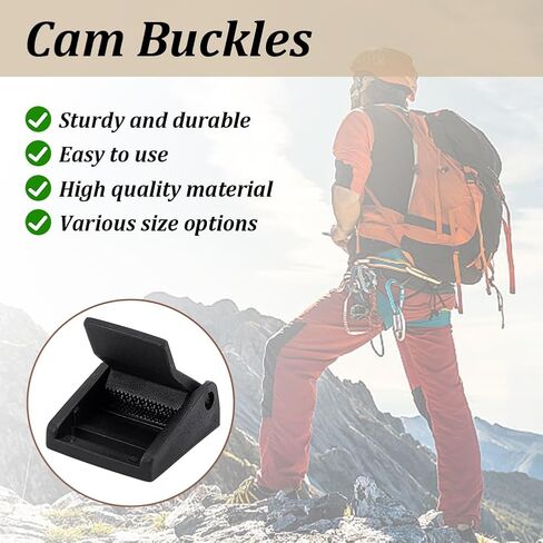FREEBLOSS 20Pcs Plastic Cam Toggle Buckle Clip Heavy Duty Adjustable Strap Buckles for Backpacks Luggage & Gear Locking Clips 1Inch Webbing Compatible Secure Fastener 4/5inch 20mm in Saudi Arabia