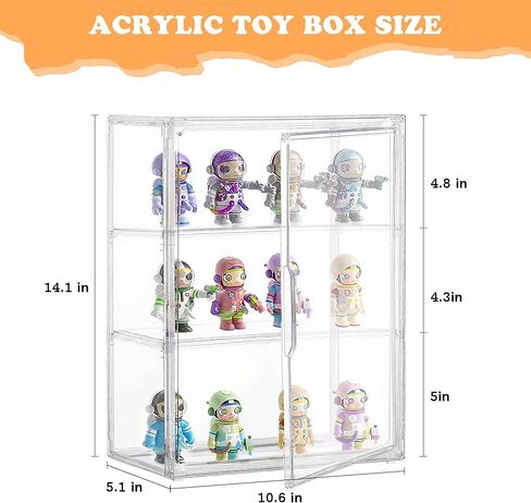 Clear Acrylic Display Case for Figures&Collectibles,3 Tier Lego Labubu Toy Box, Desktop or Storage Bin with 2 Removable Shelves,Figurine Display Shelf,Stackable Display Cabinet for Collectibles-1 Pack in Saudi Arabia