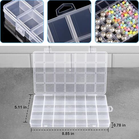 28-Compartment Transparent Storage Box with Slots for Beads, Jewelry, Hardware, Fishing Gear, and Stationery in Saudi Arabia