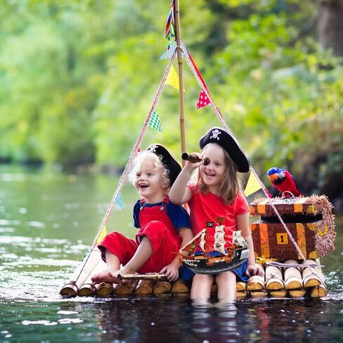 The Dreidel Company 10 inch Pirate Boat Detailed Pirate Ship Adventure Playset, Pirate Toy, Pirate Party Favor, Excellent for Children Ages 3+ in Saudi Arabia