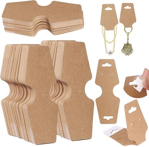 200 PCS Necklace Display Cards - Self Adhesive Kraft Paper Cards for Necklaces, Keychains, Bracelets & Jewelry in Kuwait