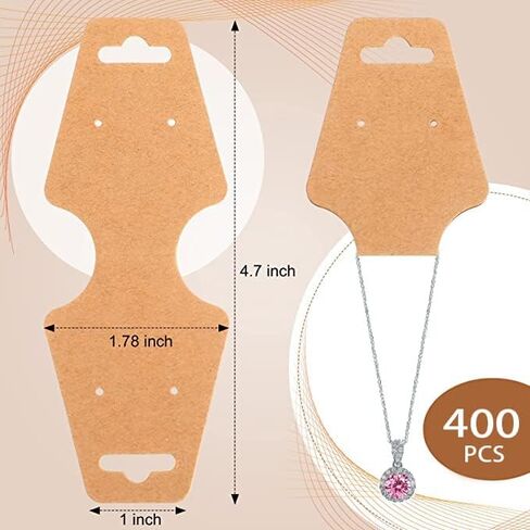 200 PCS Necklace Display Cards - Self Adhesive Kraft Paper Cards for Necklaces, Keychains, Bracelets & Jewelry in Kuwait