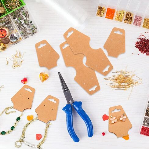 200 PCS Necklace Display Cards - Self Adhesive Kraft Paper Cards for Necklaces, Keychains, Bracelets & Jewelry in Kuwait