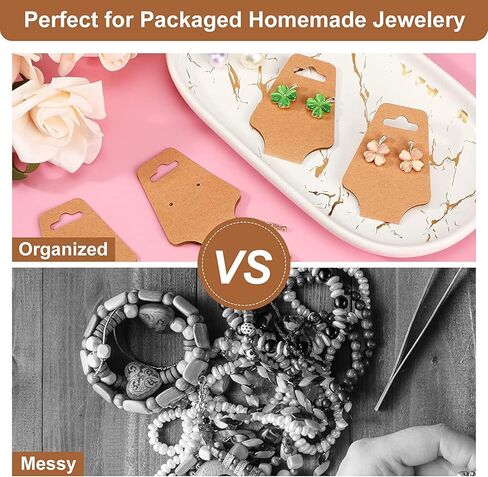 200 PCS Necklace Display Cards - Self Adhesive Kraft Paper Cards for Necklaces, Keychains, Bracelets & Jewelry in Kuwait