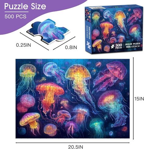 500 Piece Puzzle for Adults – Ocean Jellyfish Puzzle 500 Pieces for Adult Elderly Puzzle Game – Fun & Challenging Family Game Gift Toy for Friends and Family (20.5 x 15 in) in Saudi Arabia
