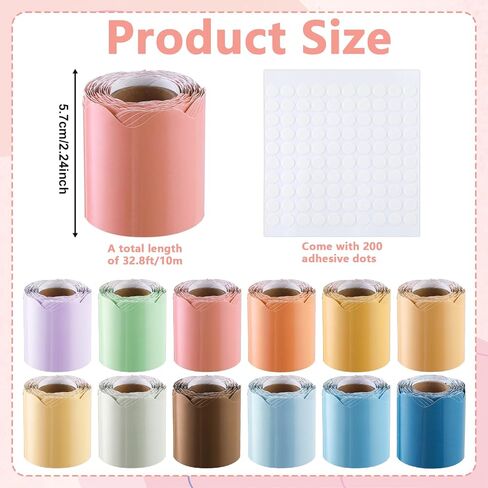 Wiooffen 12 Rolls 393ft Boho Colors Bulletin Board Borders Colorful Classroom Border Trims Color Scalloped Trim Bulletin Board Decoration for Classroom School Chalkboard Door Wall Decor (Boho Colors) in Saudi Arabia