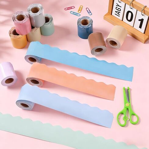 Wiooffen 12 Rolls 393ft Boho Colors Bulletin Board Borders Colorful Classroom Border Trims Color Scalloped Trim Bulletin Board Decoration for Classroom School Chalkboard Door Wall Decor (Boho Colors) in Saudi Arabia