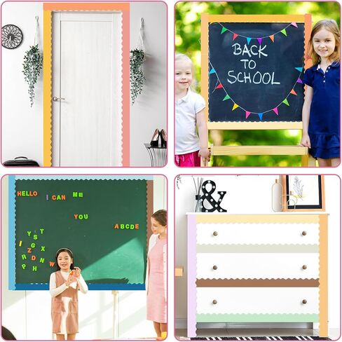 Wiooffen 12 Rolls 393ft Boho Colors Bulletin Board Borders Colorful Classroom Border Trims Color Scalloped Trim Bulletin Board Decoration for Classroom School Chalkboard Door Wall Decor (Boho Colors) in Saudi Arabia
