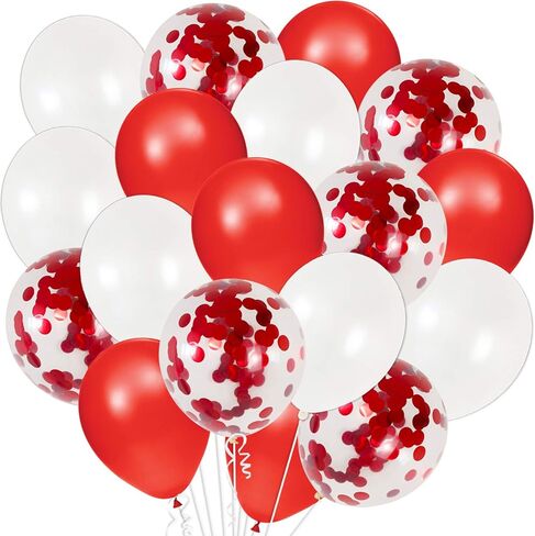 بالونات عيد الحب من كاتش أون، أحمر وأبيض، 30.48 سم، عبوة من 40 قطعة | بالونات عيد الحب لزينة عيد الحب | ديكور عيد الحب باللونين الأحمر والأبيض | بالونات النثار لزينة الذكرى السنوية in Kuwait