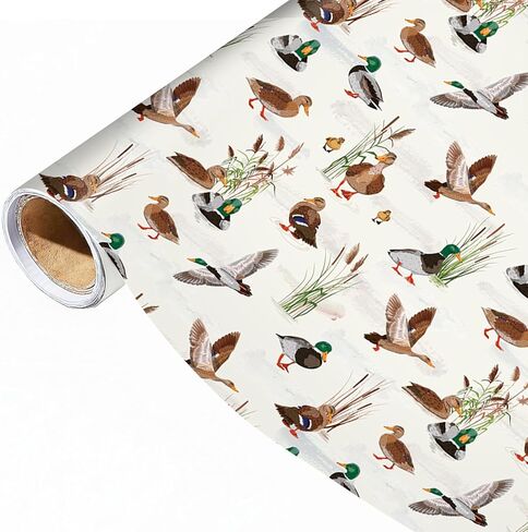 Pineraap Mallard Duck Wrapping Paper Roll Watercolor Duck Animal Wrapping Paper Reed Design Gift Wrap for Holiday, Birthday, 17Inch x16.4Feet in Saudi Arabia