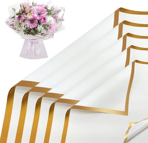 Tuojecuk Flower Bouquet Wrapping Paper, 20 Sheet Waterproof Floral Bouquet Wrapping Paper, Florist Supplies Packaging Paper for Wedding Birthday Gift (White) in Saudi Arabia
