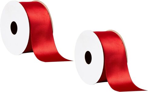 Offray 453856 1.5" Wide Single Face Satin Ribbon for Gift Wrapping, Decoration, and Crafts, Two Pack of 4-Yard Spools, Red in Kuwait