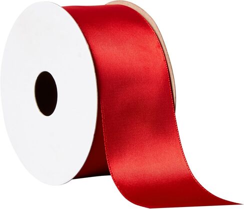 Offray 453856 1.5" Wide Single Face Satin Ribbon for Gift Wrapping, Decoration, and Crafts, Two Pack of 4-Yard Spools, Red in Kuwait